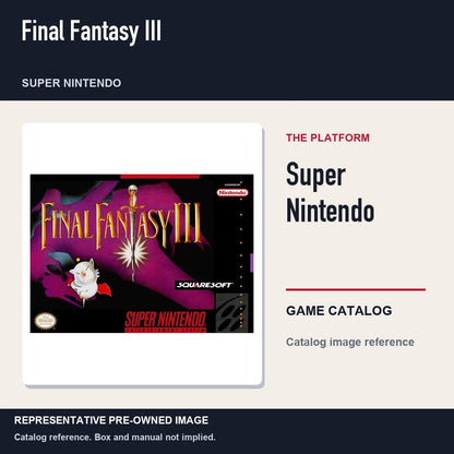 Representative pre-owned Final Fantasy III (Super Nintendo), platform product layout.