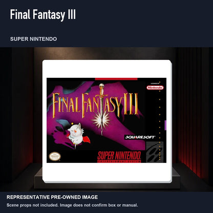 Representative pre-owned Final Fantasy III (Super Nintendo), product image on a display panel.