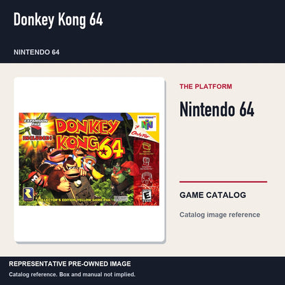 Representative pre-owned Donkey Kong 64 (Nintendo 64), platform product layout.
