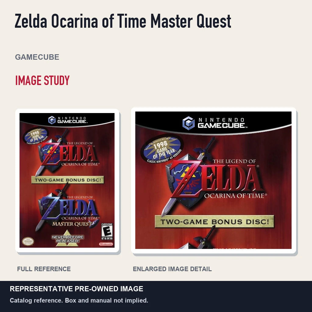 Representative pre-owned Zelda Ocarina of Time Master Quest (GameCube), full image and detail.