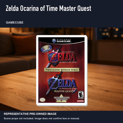 Representative pre-owned Zelda Ocarina of Time Master Quest (GameCube), product image in a styled room scene.