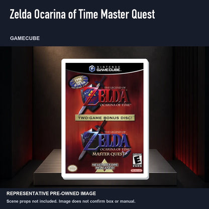 Representative pre-owned Zelda Ocarina of Time Master Quest (GameCube), product image on a display panel.