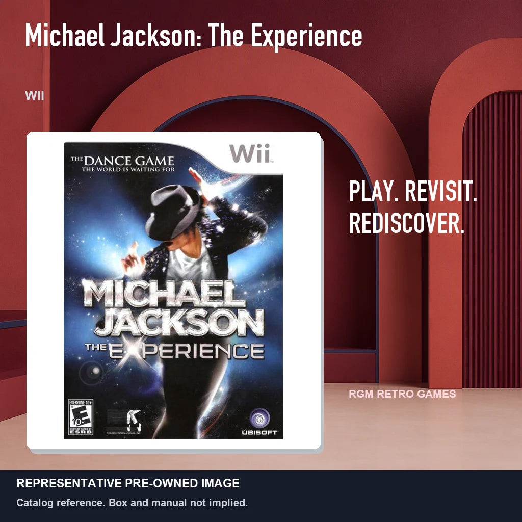 Representative pre-owned Michael Jackson: The Experience (Wii), red retro product layout.