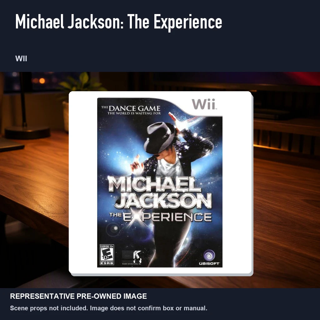 Representative pre-owned Michael Jackson: The Experience (Wii), product image in a styled desk scene.