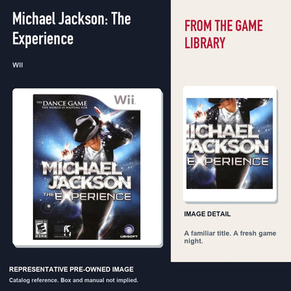 Representative pre-owned Michael Jackson: The Experience (Wii), editorial image and detail.
