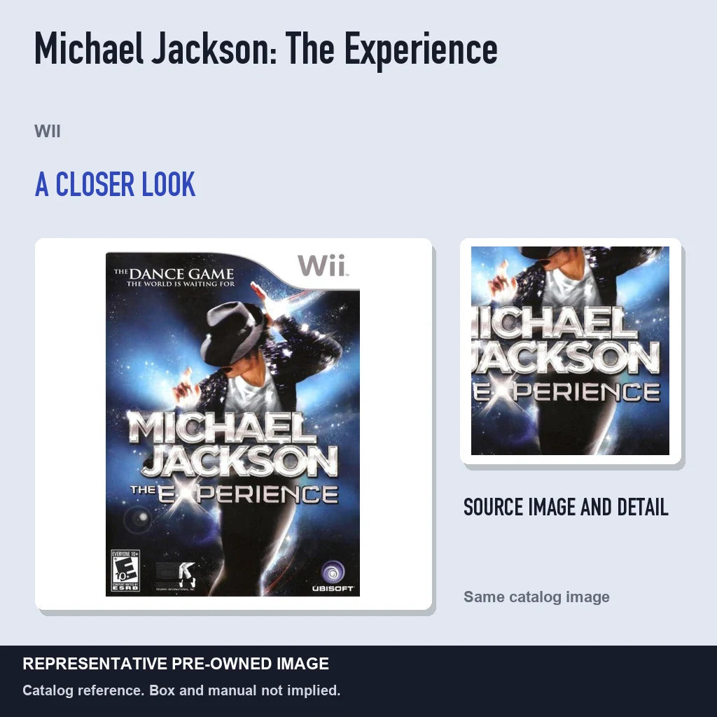 Representative pre-owned Michael Jackson: The Experience (Wii), full image with detail inset.