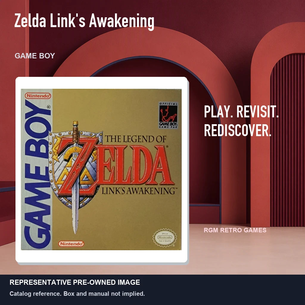 Representative pre-owned Zelda Link's Awakening (Game Boy), red retro product layout.
