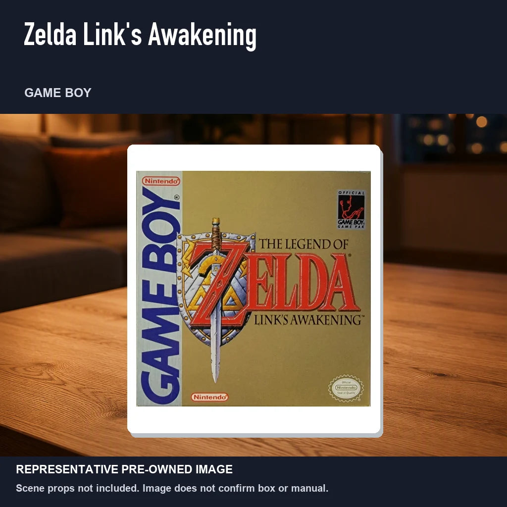 Representative pre-owned Zelda Link's Awakening (Game Boy), product image in a styled room scene.