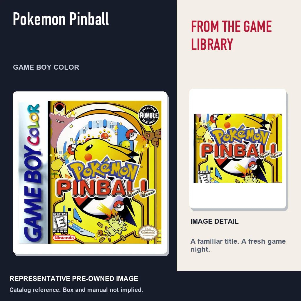 Representative pre-owned Pokemon Pinball (Game Boy Color), editorial image and detail.