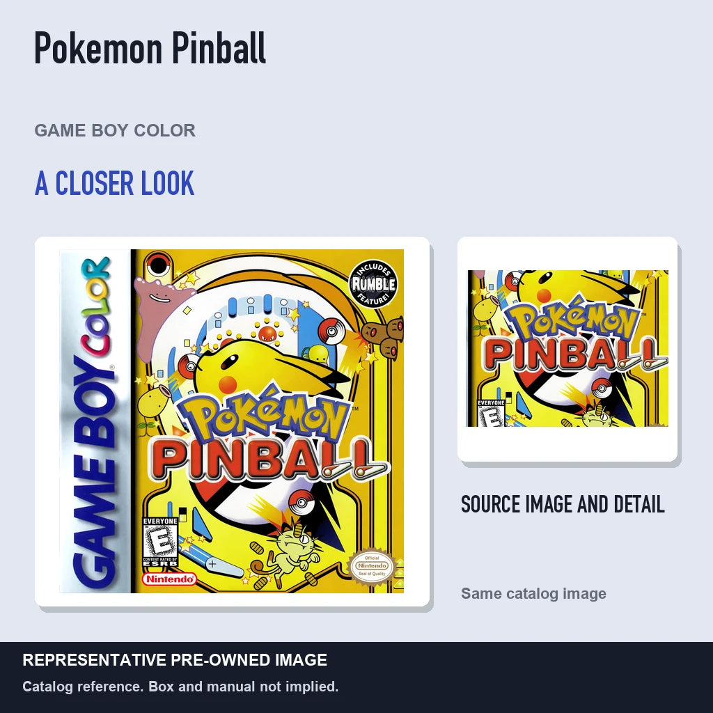 Representative pre-owned Pokemon Pinball (Game Boy Color), full image with detail inset.