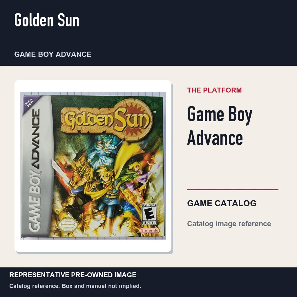 Representative pre-owned Golden Sun (Game Boy Advance), platform product layout.