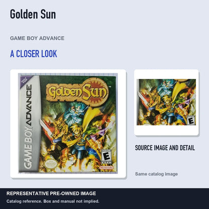 Representative pre-owned Golden Sun (Game Boy Advance), full image with detail inset.