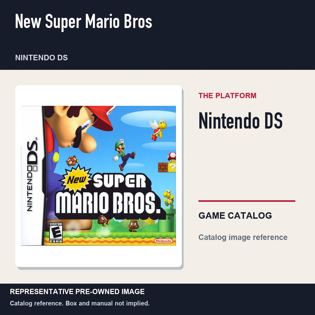 Representative pre-owned New Super Mario Bros (Nintendo DS), platform product layout.