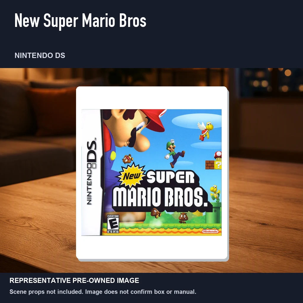 Representative pre-owned New Super Mario Bros (Nintendo DS), product image in a styled room scene.