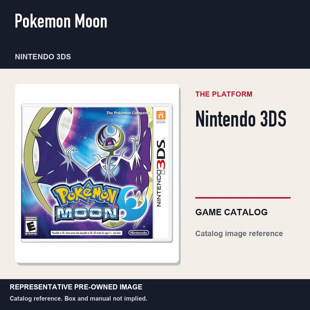 Representative pre-owned Pokemon Moon (Nintendo 3DS), platform product layout.