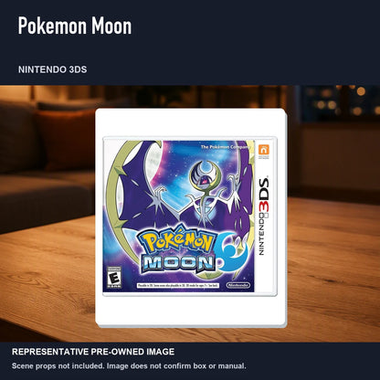 Representative pre-owned Pokemon Moon (Nintendo 3DS), product image in a styled room scene.