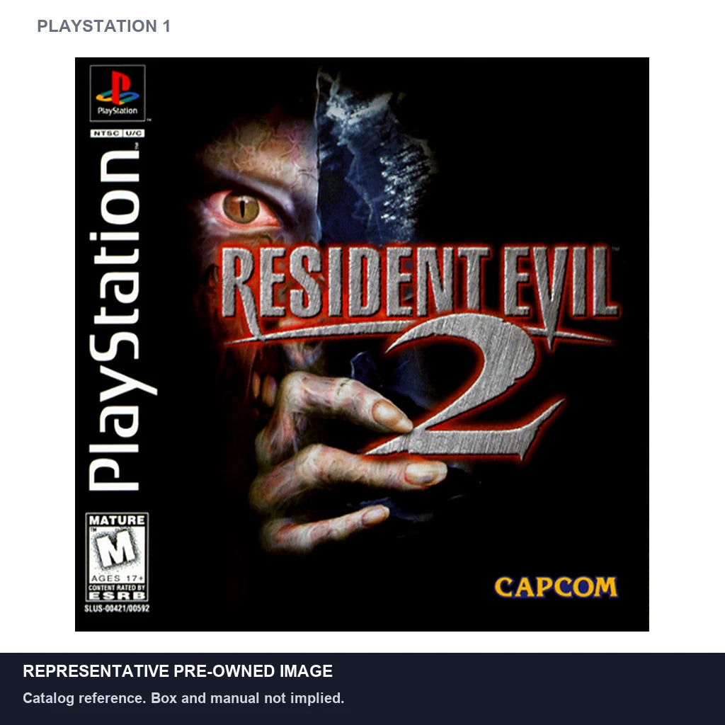 Representative pre-owned Resident Evil 2 (PlayStation 1), white product reference.