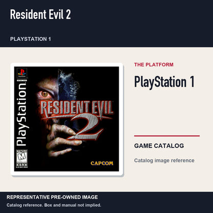 Representative pre-owned Resident Evil 2 (PlayStation 1), platform product layout.