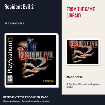 Representative pre-owned Resident Evil 2 (PlayStation 1), editorial image and detail.
