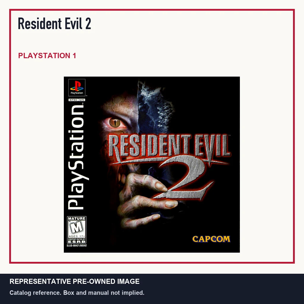 Representative pre-owned Resident Evil 2 (PlayStation 1), minimal product layout.