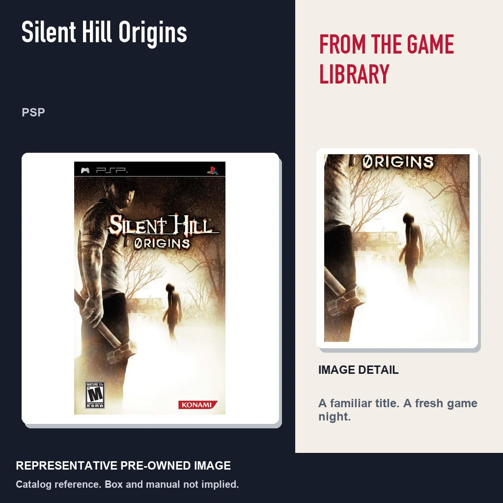 Representative pre-owned Silent Hill Origins (PSP), editorial image and detail.