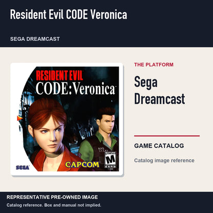 Representative pre-owned Resident Evil CODE Veronica (Sega Dreamcast), platform product layout.