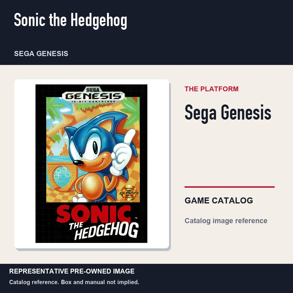 Representative pre-owned Sonic the Hedgehog (Sega Genesis), platform product layout.