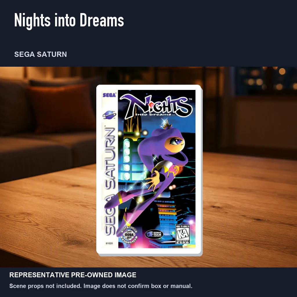 Representative pre-owned Nights into Dreams (Sega Saturn), product image in a styled room scene.
