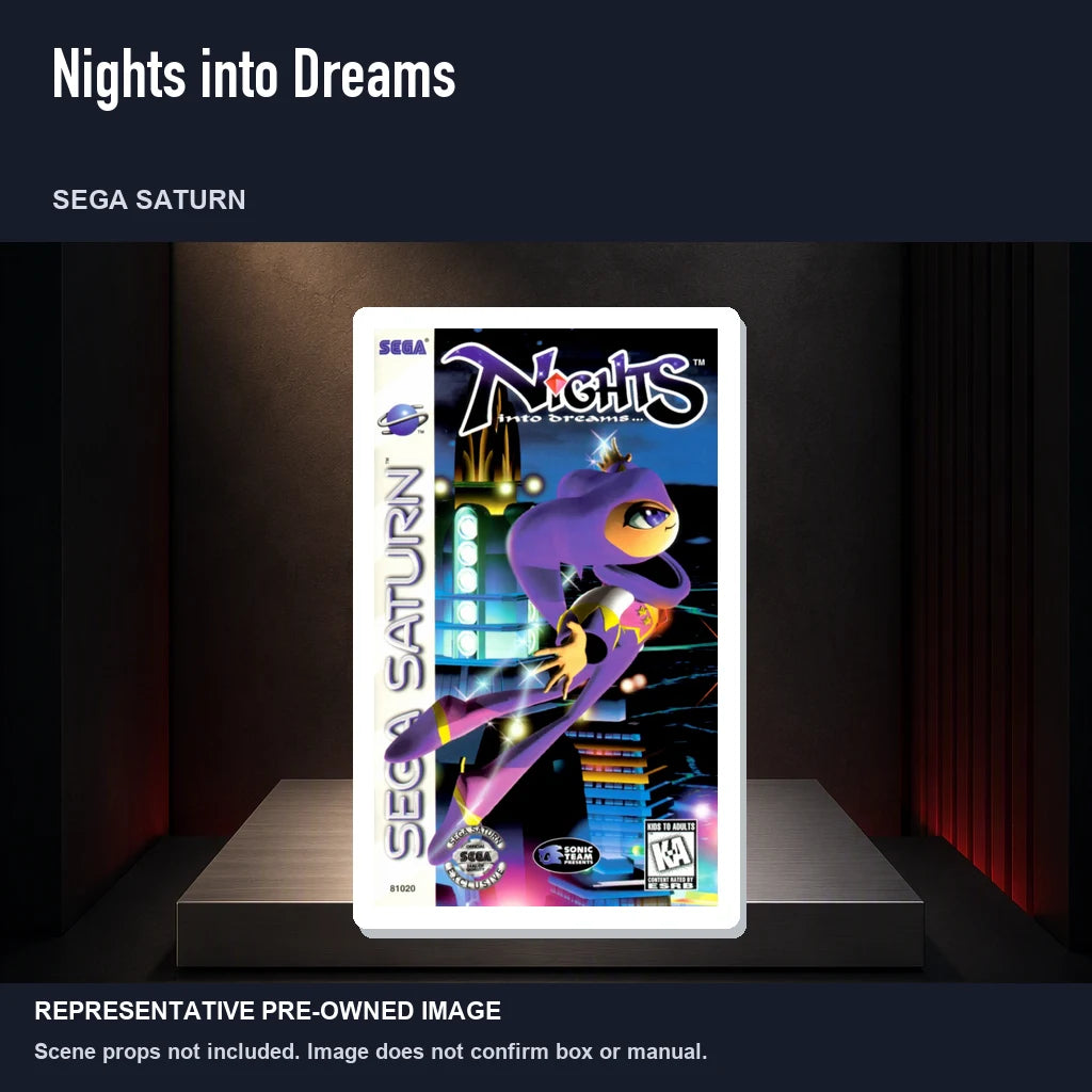 Representative pre-owned Nights into Dreams (Sega Saturn), product image on a display panel.