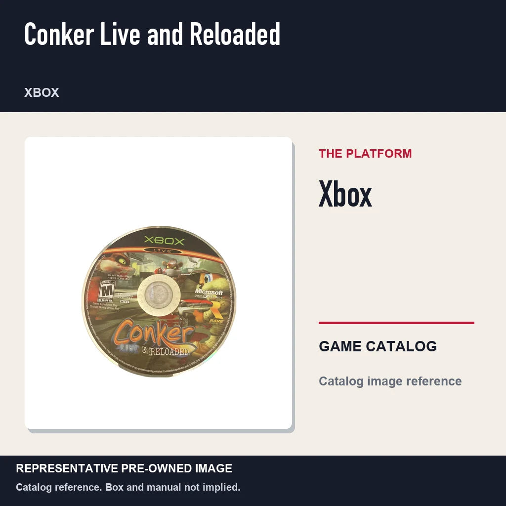 Representative pre-owned Conker Live and Reloaded (Xbox), platform product layout.