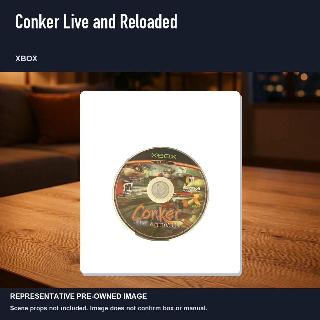 Representative pre-owned Conker Live and Reloaded (Xbox), product image in a styled room scene.