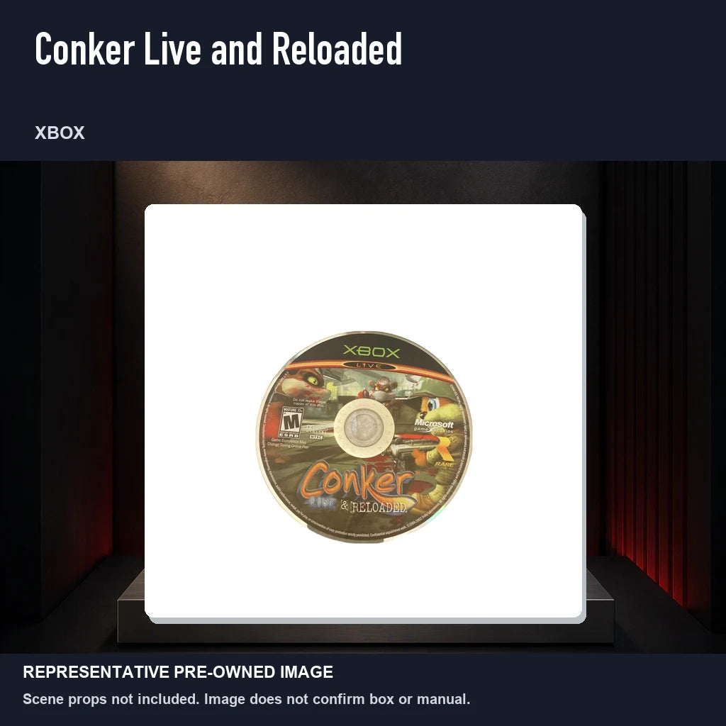 Representative pre-owned Conker Live and Reloaded (Xbox), product image on a display panel.