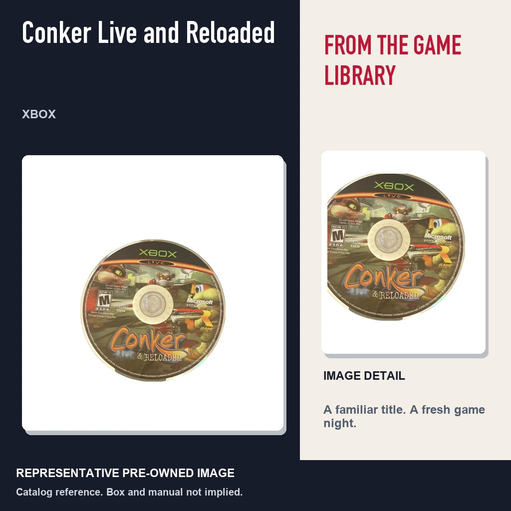 Representative pre-owned Conker Live and Reloaded (Xbox), editorial image and detail.