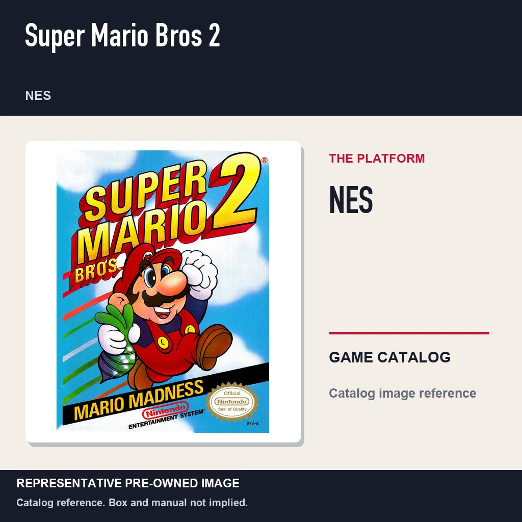 Representative pre-owned Super Mario Bros 2 (NES), platform product layout.