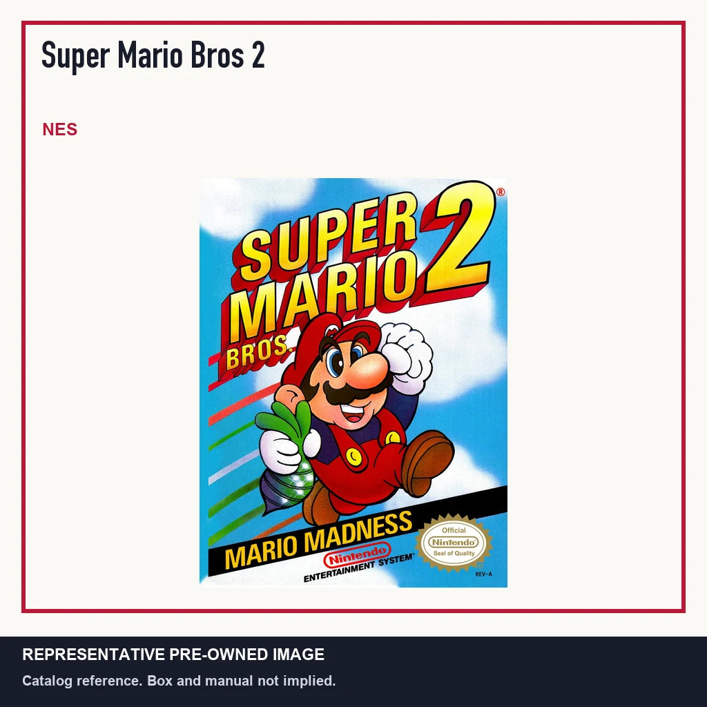 Representative pre-owned Super Mario Bros 2 (NES), minimal product layout.