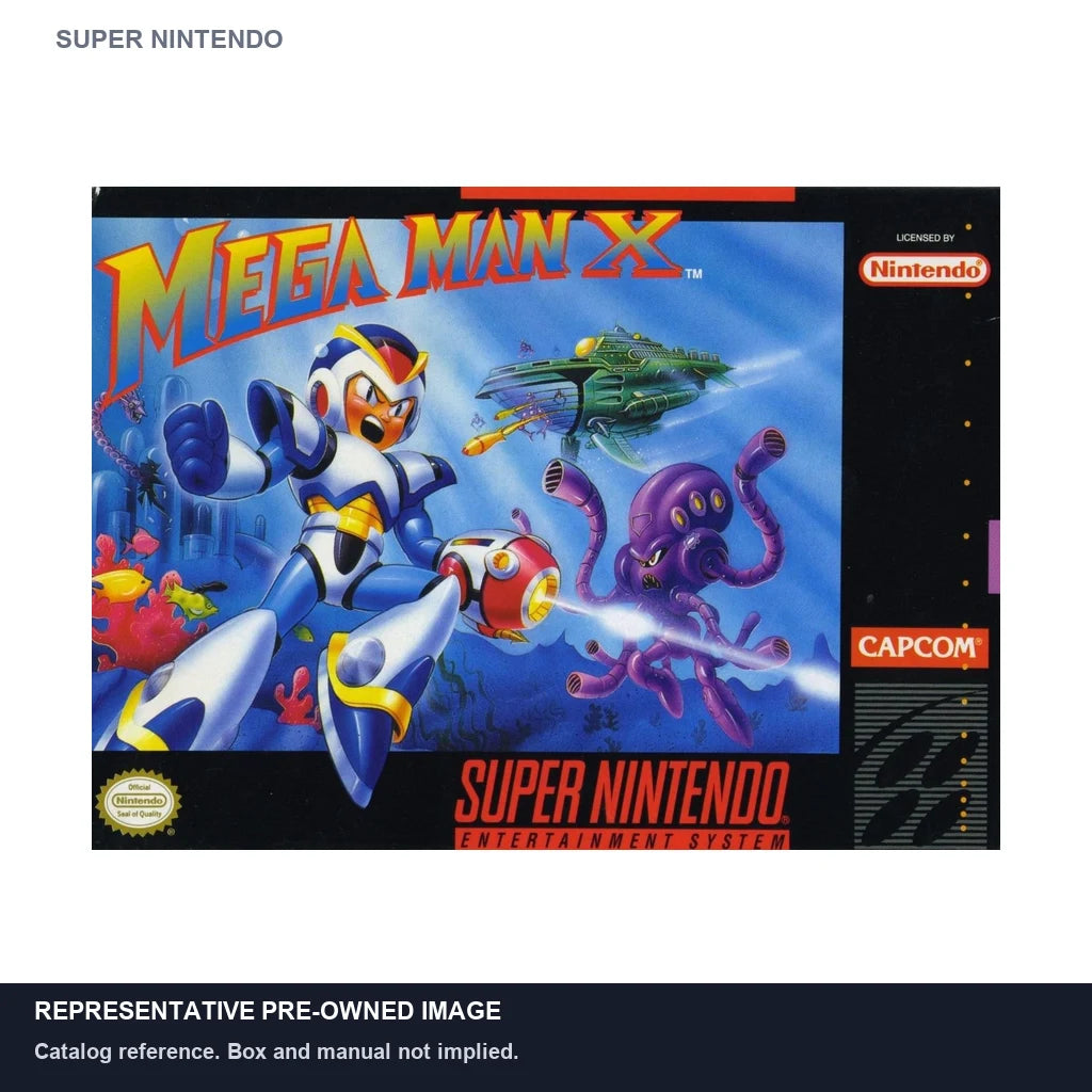 Representative pre-owned Mega Man X (Super Nintendo), white product reference.