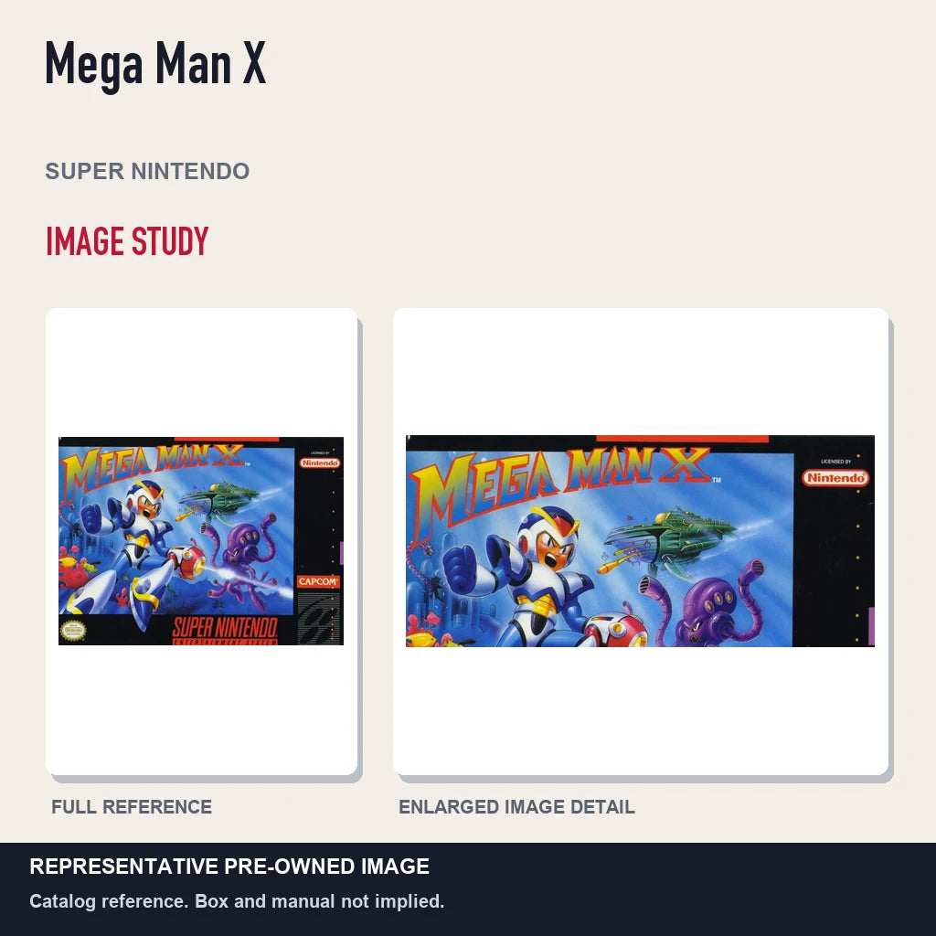 Representative pre-owned Mega Man X (Super Nintendo), full image and detail.
