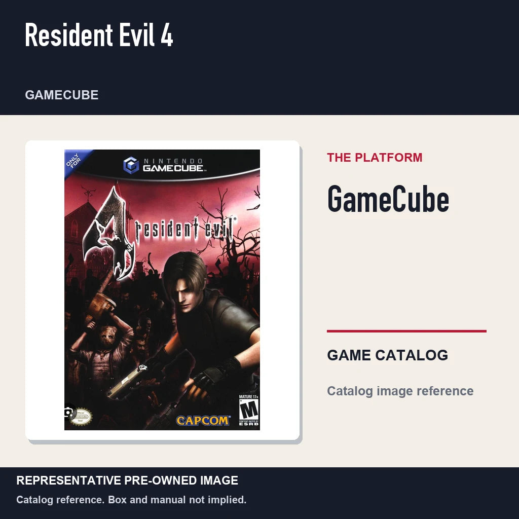 Representative pre-owned Resident Evil 4 (GameCube), platform product layout.