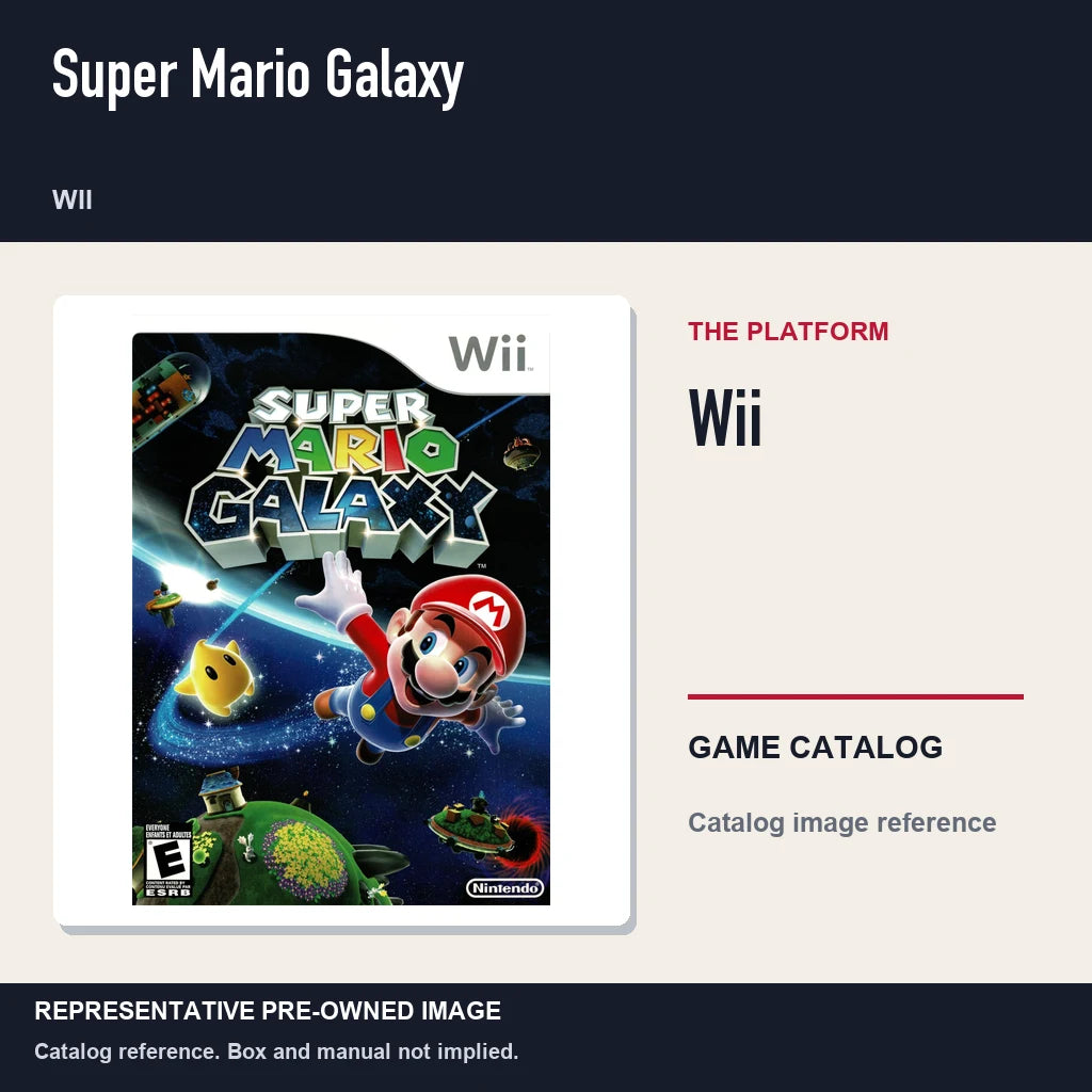 Representative pre-owned Super Mario Galaxy (Wii), platform product layout.