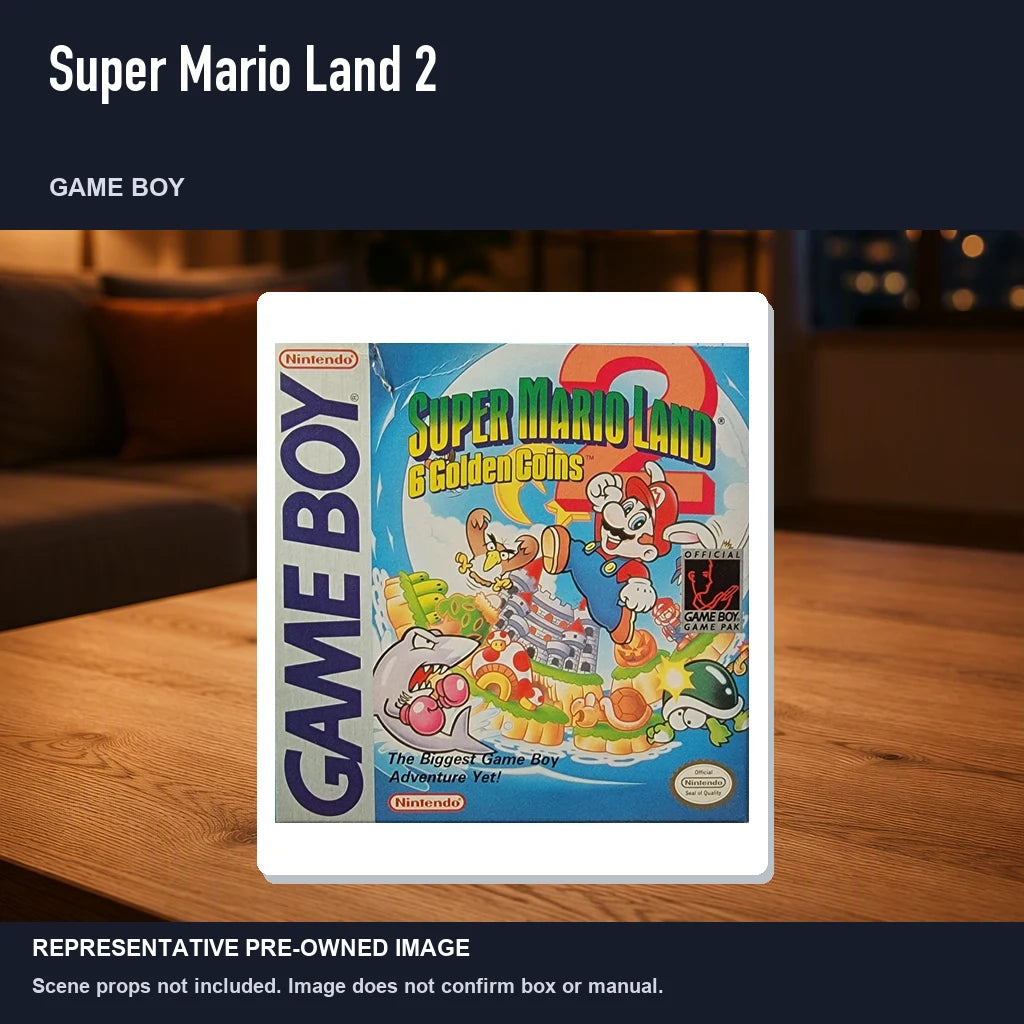 Representative pre-owned Super Mario Land 2 (Game Boy), product image in a styled room scene.