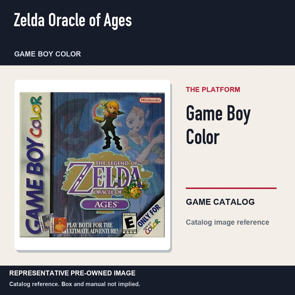 Representative pre-owned Zelda Oracle of Ages (Game Boy Color), platform product layout.