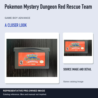 Representative pre-owned Pokemon Mystery Dungeon Red Rescue Team (Game Boy Advance), full image with detail inset.