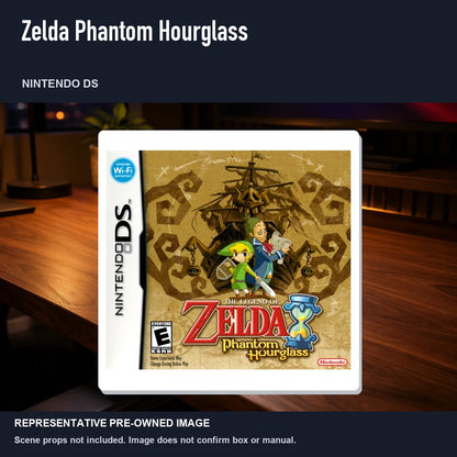 Representative pre-owned Zelda Phantom Hourglass (Nintendo DS), product image in a styled desk scene.