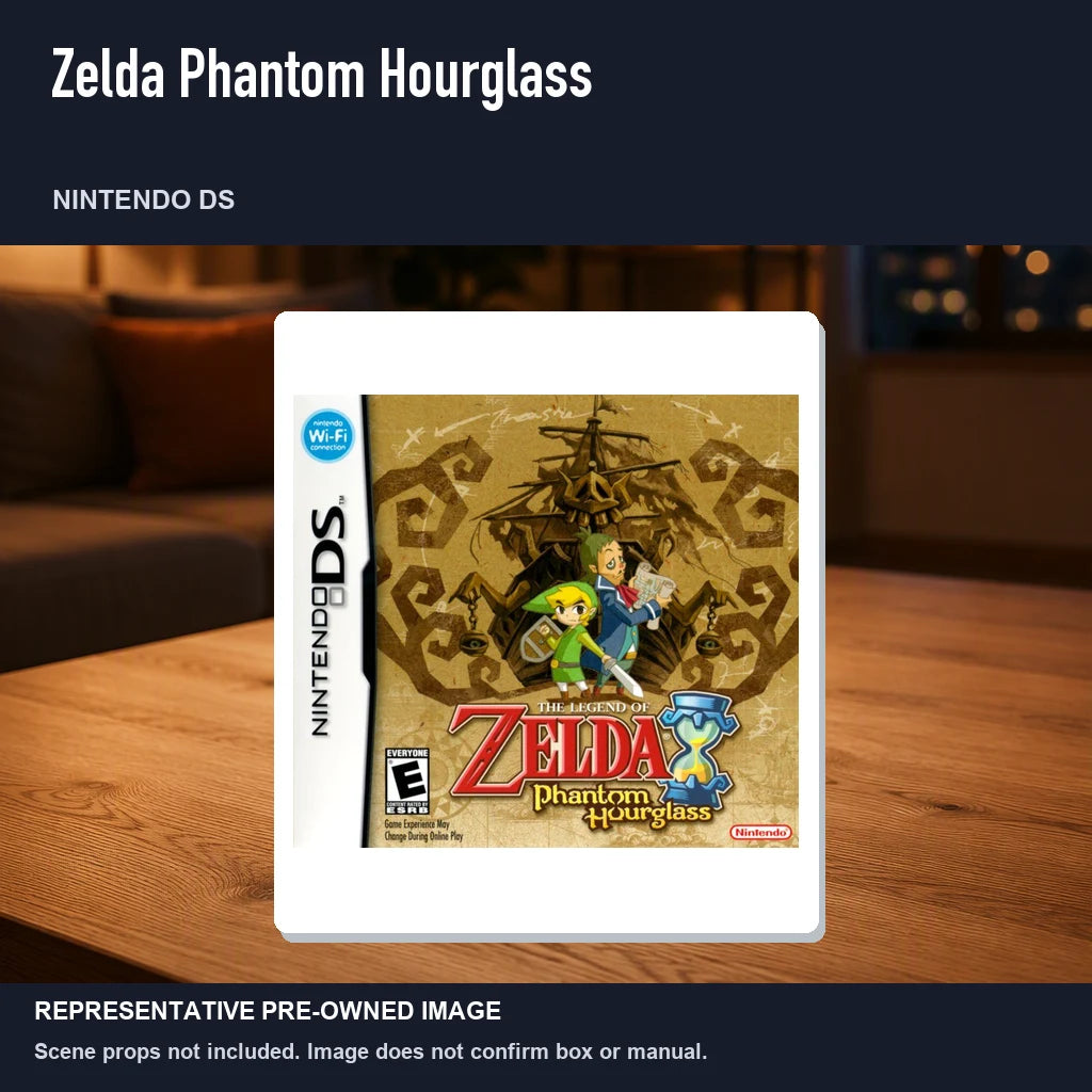 Representative pre-owned Zelda Phantom Hourglass (Nintendo DS), product image in a styled room scene.