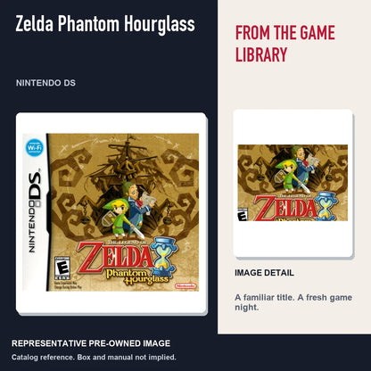 Representative pre-owned Zelda Phantom Hourglass (Nintendo DS), editorial image and detail.