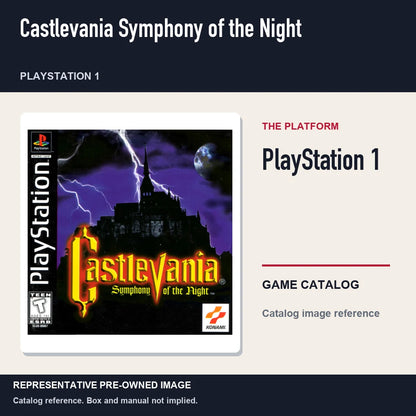 Representative pre-owned Castlevania Symphony of the Night (PlayStation 1), platform product layout.
