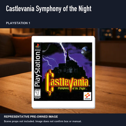 Representative pre-owned Castlevania Symphony of the Night (PlayStation 1), product image in a styled room scene.