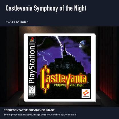 Representative pre-owned Castlevania Symphony of the Night (PlayStation 1), product image on a display panel.