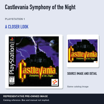 Representative pre-owned Castlevania Symphony of the Night (PlayStation 1), full image with detail inset.