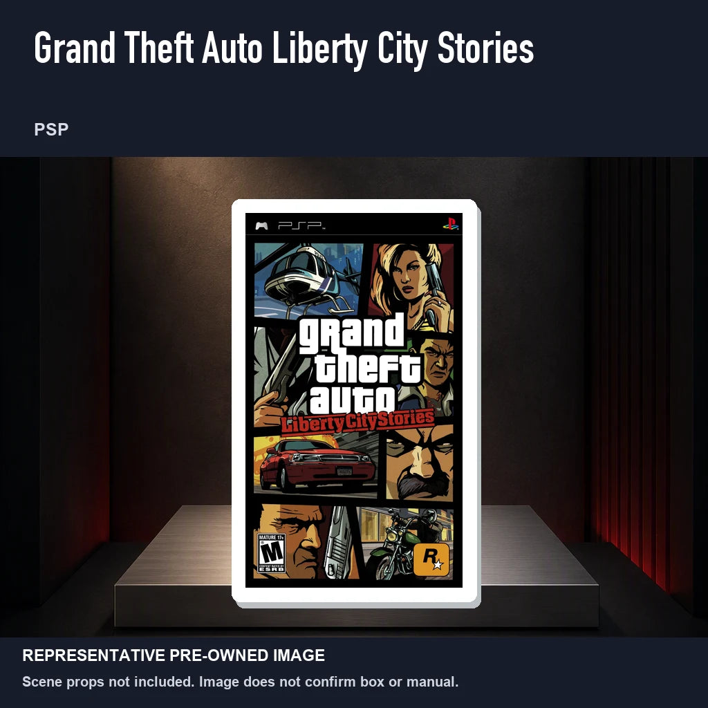 Representative pre-owned Grand Theft Auto Liberty City Stories (PSP), product image on a display panel.